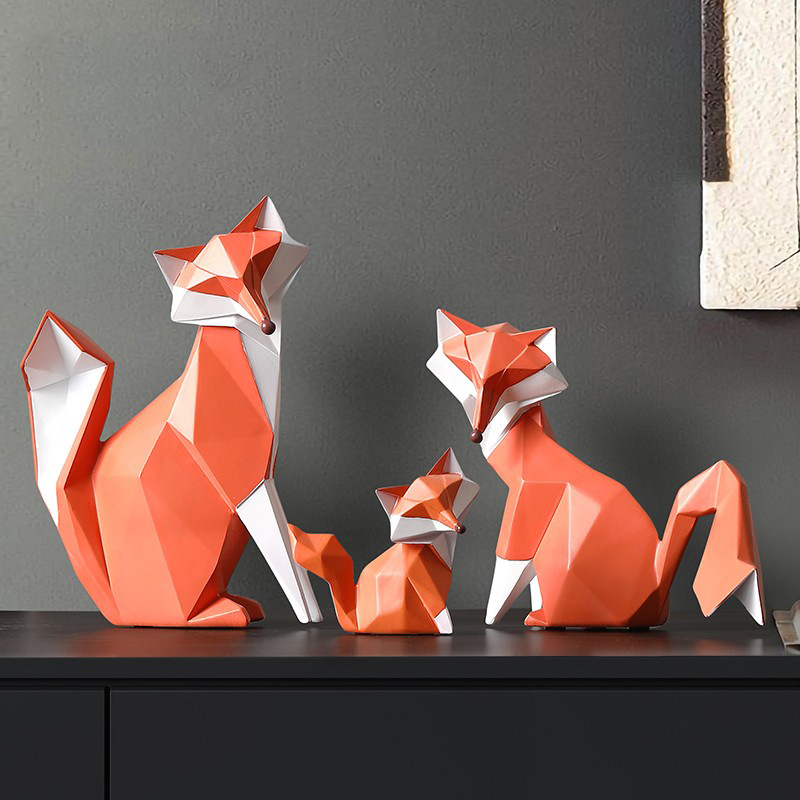 Custom Resin Modern Art Figurine Origami Fox Figures Contemporary Art Sculptures