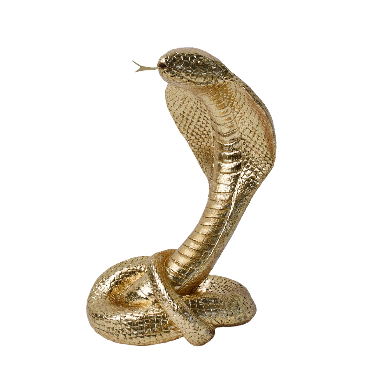 Golden Resin Cobra Snake Figurine, Gold Snake Statue Ornament, Luxury Golden Decor for Tabletop Home Office