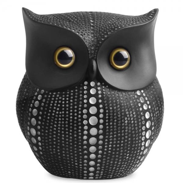 Resin Black and White POP DOT Art Owl Figurines 