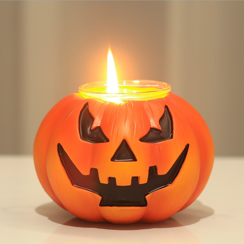Resin Halloween Pumpkin Tealight Candle Holder
