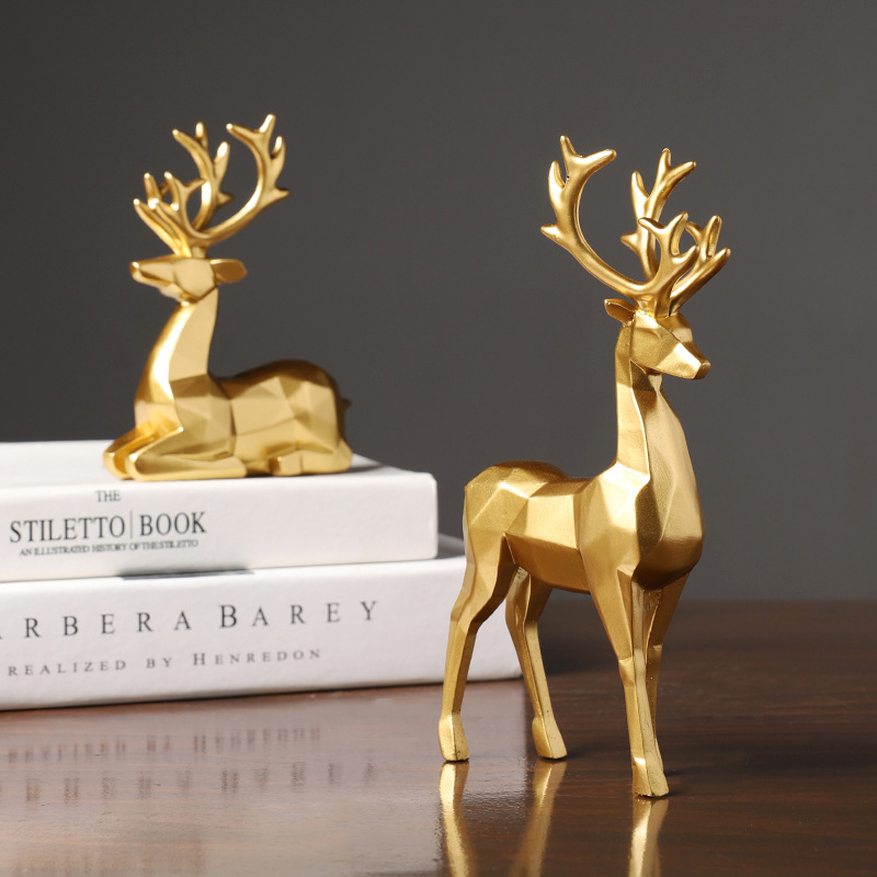 Miniature Gold Origami Elk Figurines